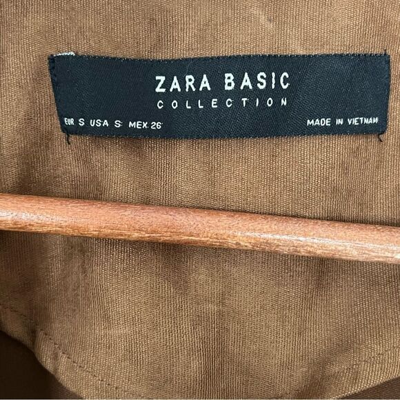 Zara Open Front Draped Lightweight Brown Jacket - Picture 4 of 7